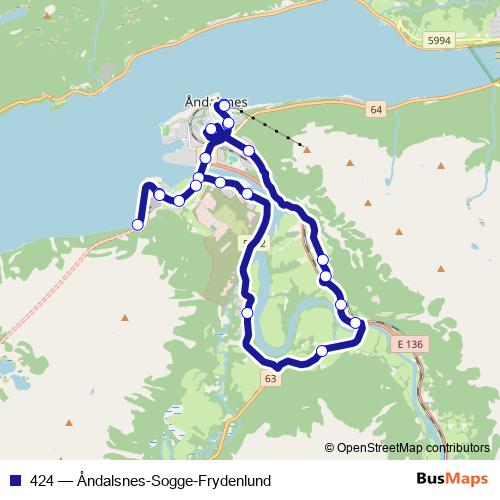424 bus Line Map