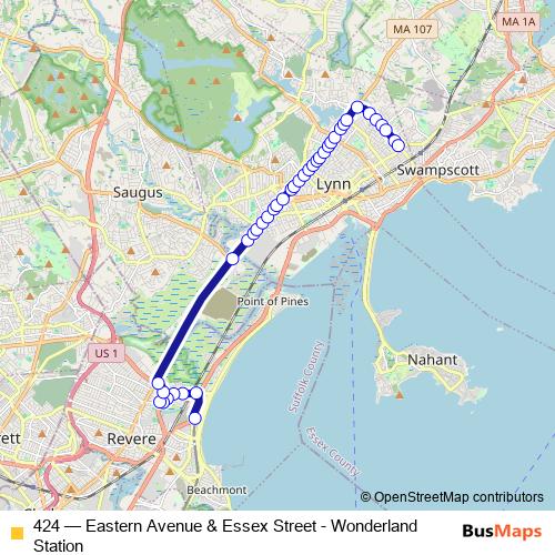 424 bus Line Map