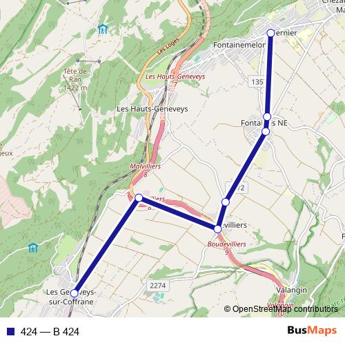424 bus Line Map