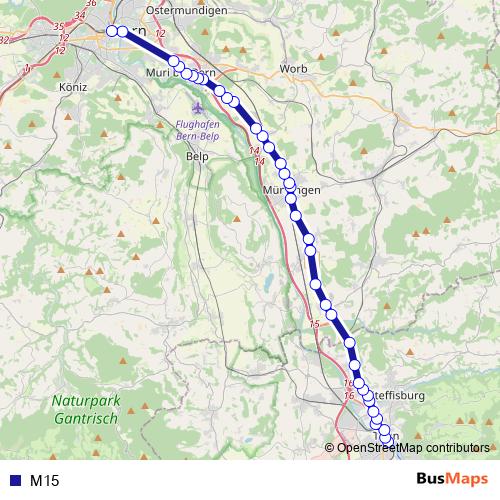 M15 bus Line Map