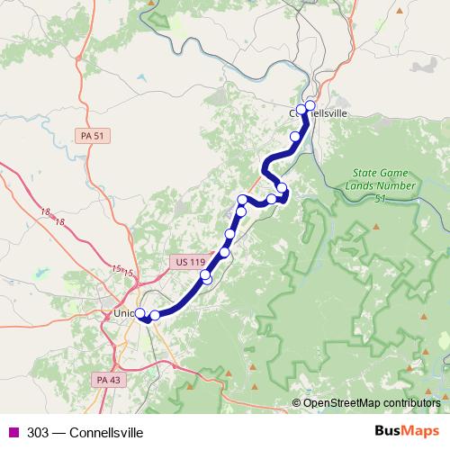303 bus Line Map