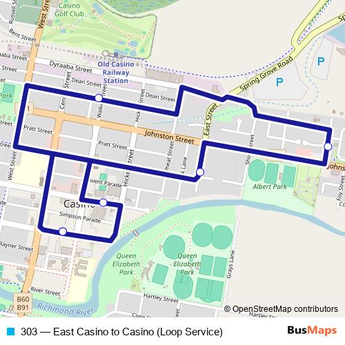 303 bus Line Map
