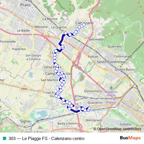 303 bus Line Map