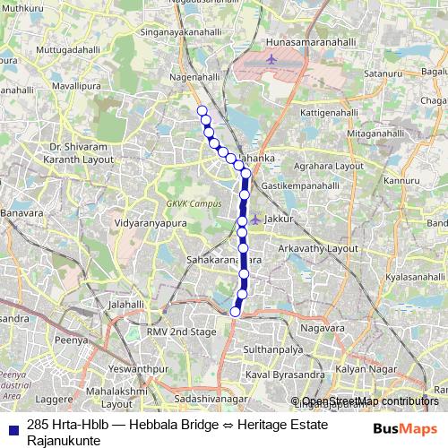 285 Hrta-Hblb bus Line Map