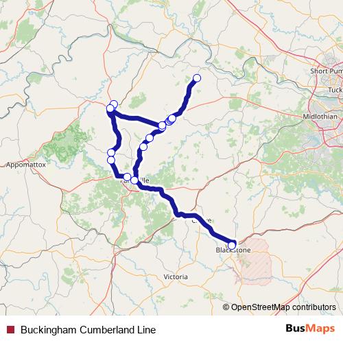 Buckingham Cumberland Line bus Line Map
