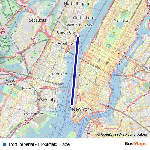 Port Imperial - Brookfield Place ferry Line Map