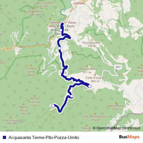 Acquasanta Terme-Pito-Pozza-Umito bus Line Map