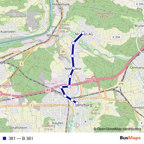 381 bus Line Map