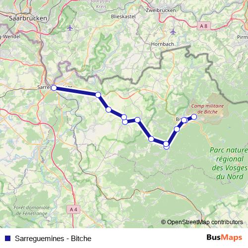 Sarreguemines - Bitche bus Line Map