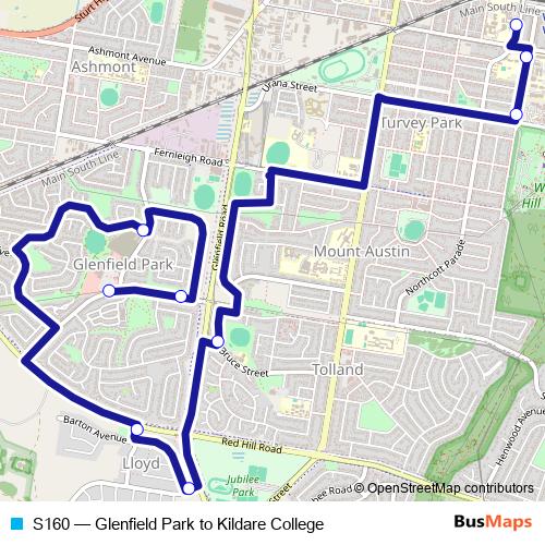 S160 bus Line Map