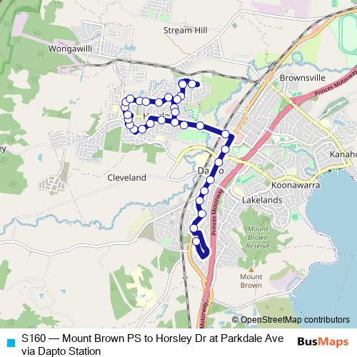 S160 bus Line Map
