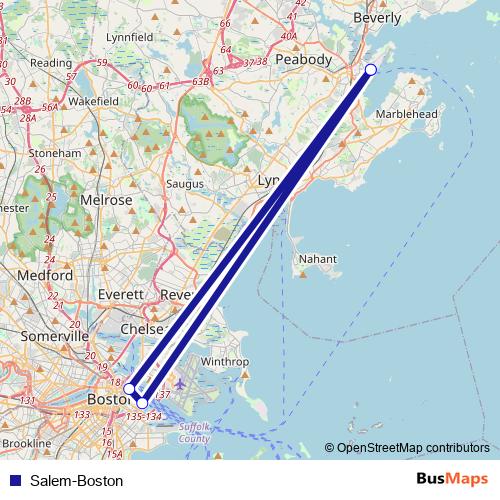 Salem-Boston ferry Line Map