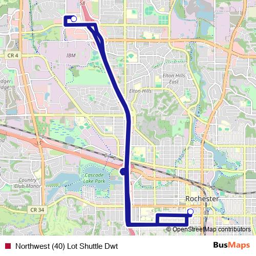 Northwest (40) Lot Shuttle Dwt bus Line Map