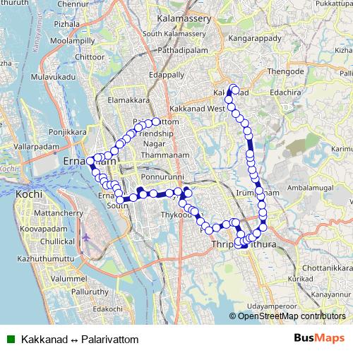 Kakkanad ↔ Palarivattom bus Line Map