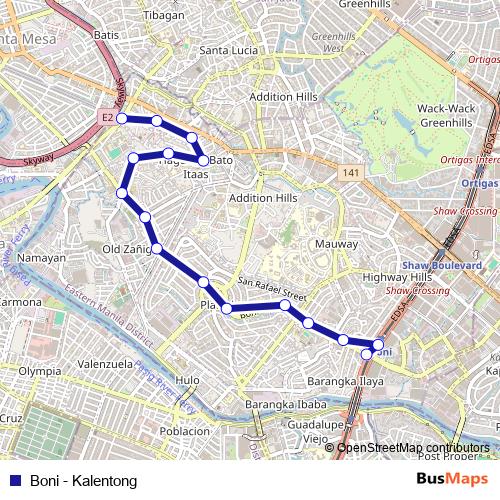 Boni - Kalentong bus Line Map