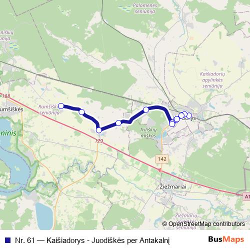 Nr. 61 bus Line Map