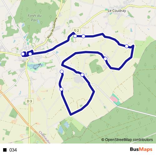 034 bus Line Map