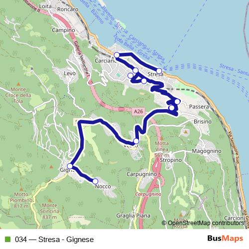 034 bus Line Map