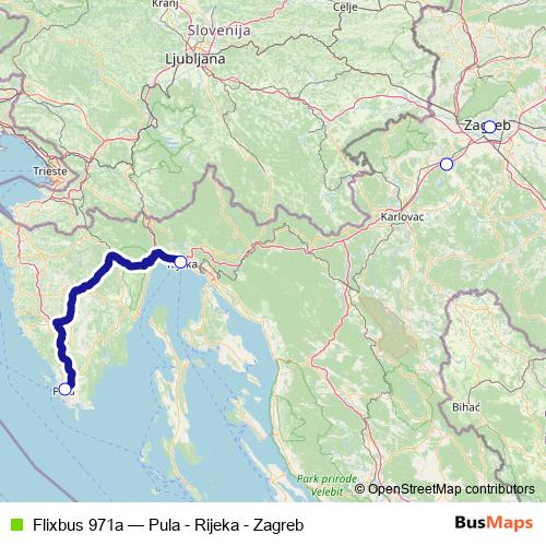 Flixbus 971a bus Line Map