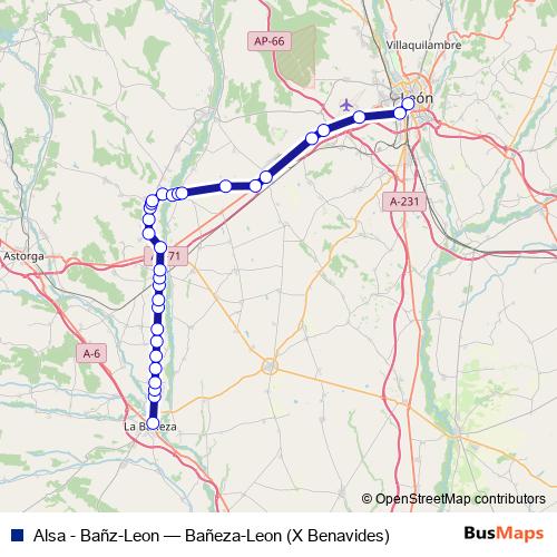 Alsa - Bañz-Leon bus Line Map