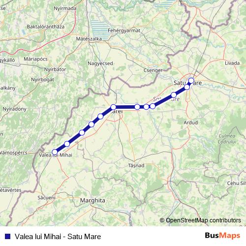 Valea lui Mihai - Satu Mare rail Line Map
