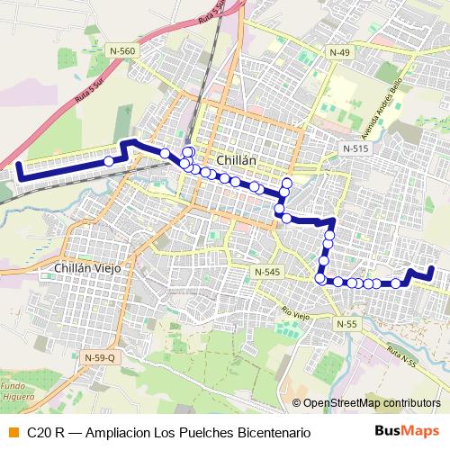 C20 R bus Line Map