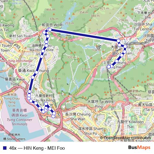 46x bus Line Map