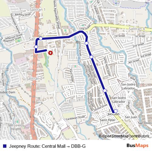 Jeepney Route: Central Mall → DBB-G bus Line Map