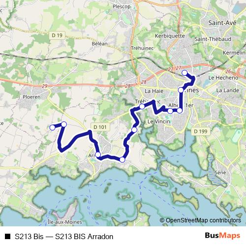 S213 Bis bus Line Map