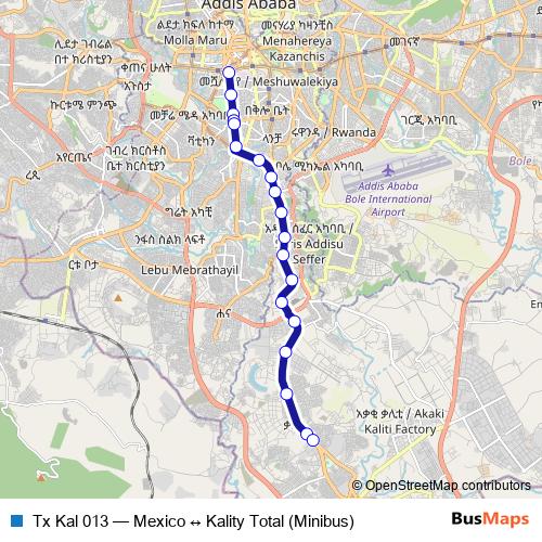 Tx Kal 013 bus Line Map