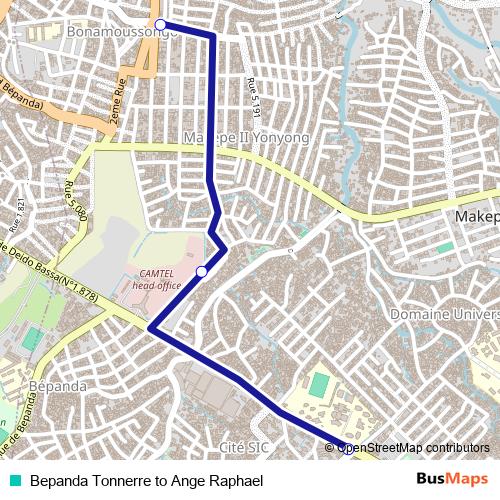 Bepanda Tonnerre to Ange Raphael bus Line Map