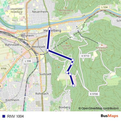 RNV 1004 bus Line Map