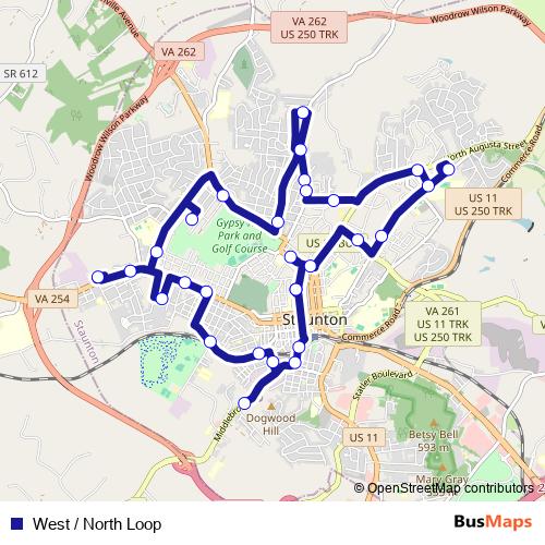 West / North Loop bus Line Map