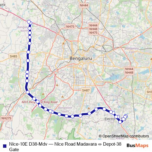 Nice-10E D38-Mdv bus Line Map