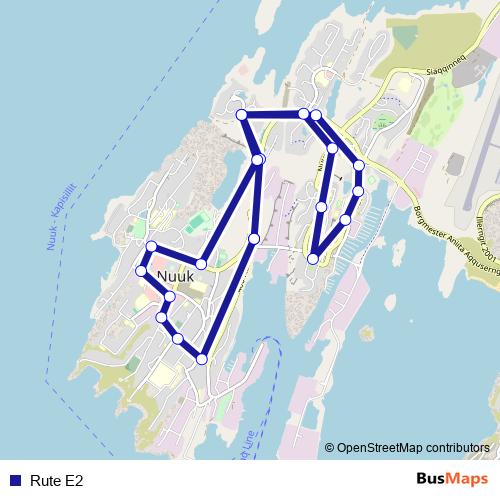 Rute E2 bus Line Map