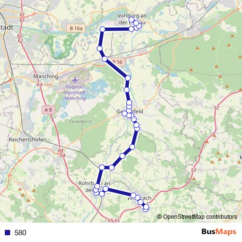 580 bus Line Map