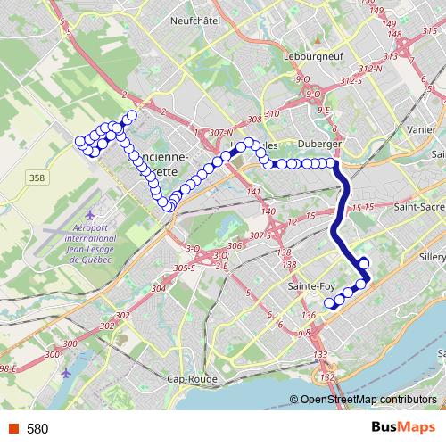 580 bus Line Map