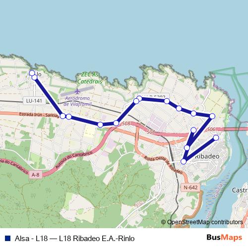 Alsa - L18 bus Line Map
