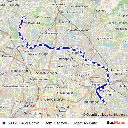500-A D45g-Bemlf bus Line Map