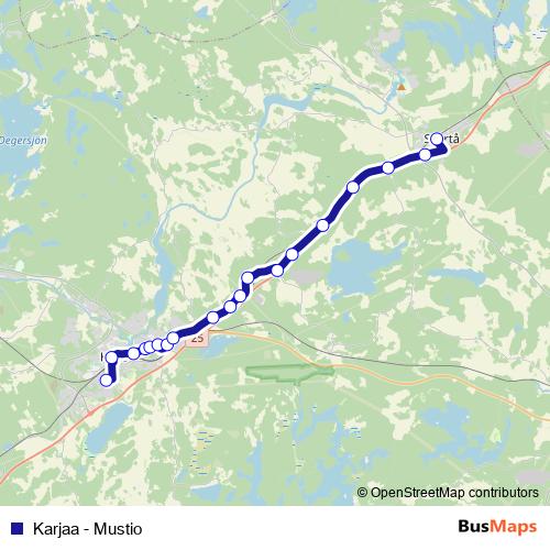 Karjaa - Mustio bus Line Map
