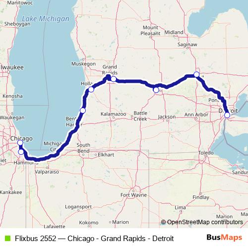 Flixbus 2552 bus Line Map