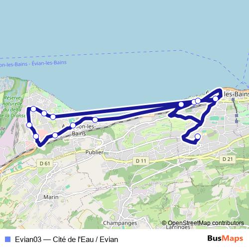Evian03 bus Line Map