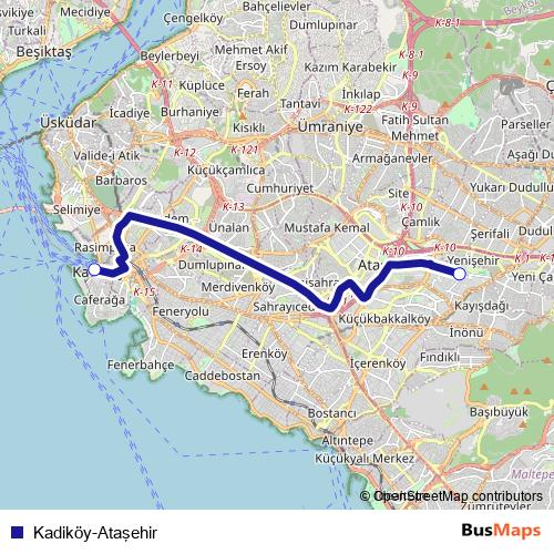 Kadiköy-Ataşehir bus Line Map