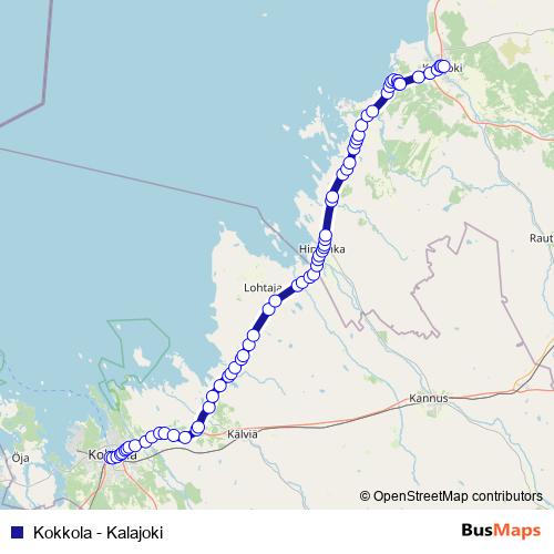 Kokkola - Kalajoki bus Line Map