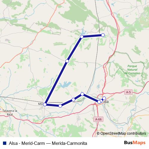 Alsa - Merid-Carm bus Line Map