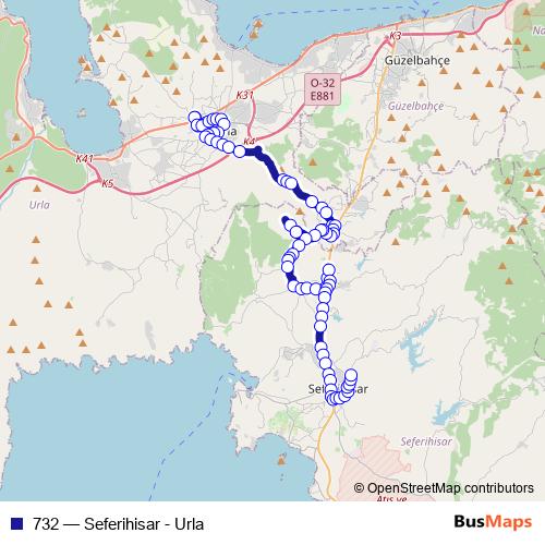 732 bus Line Map