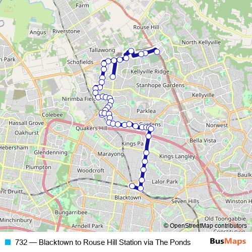 732 bus Line Map