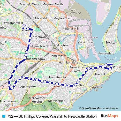 732 bus Line Map