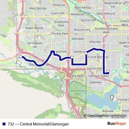 732 bus Line Map