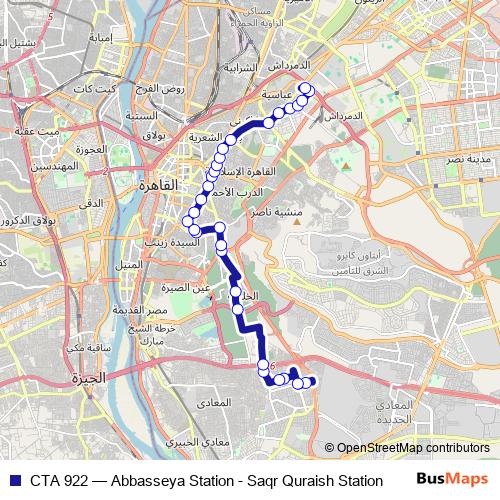 CTA 922 bus Line Map